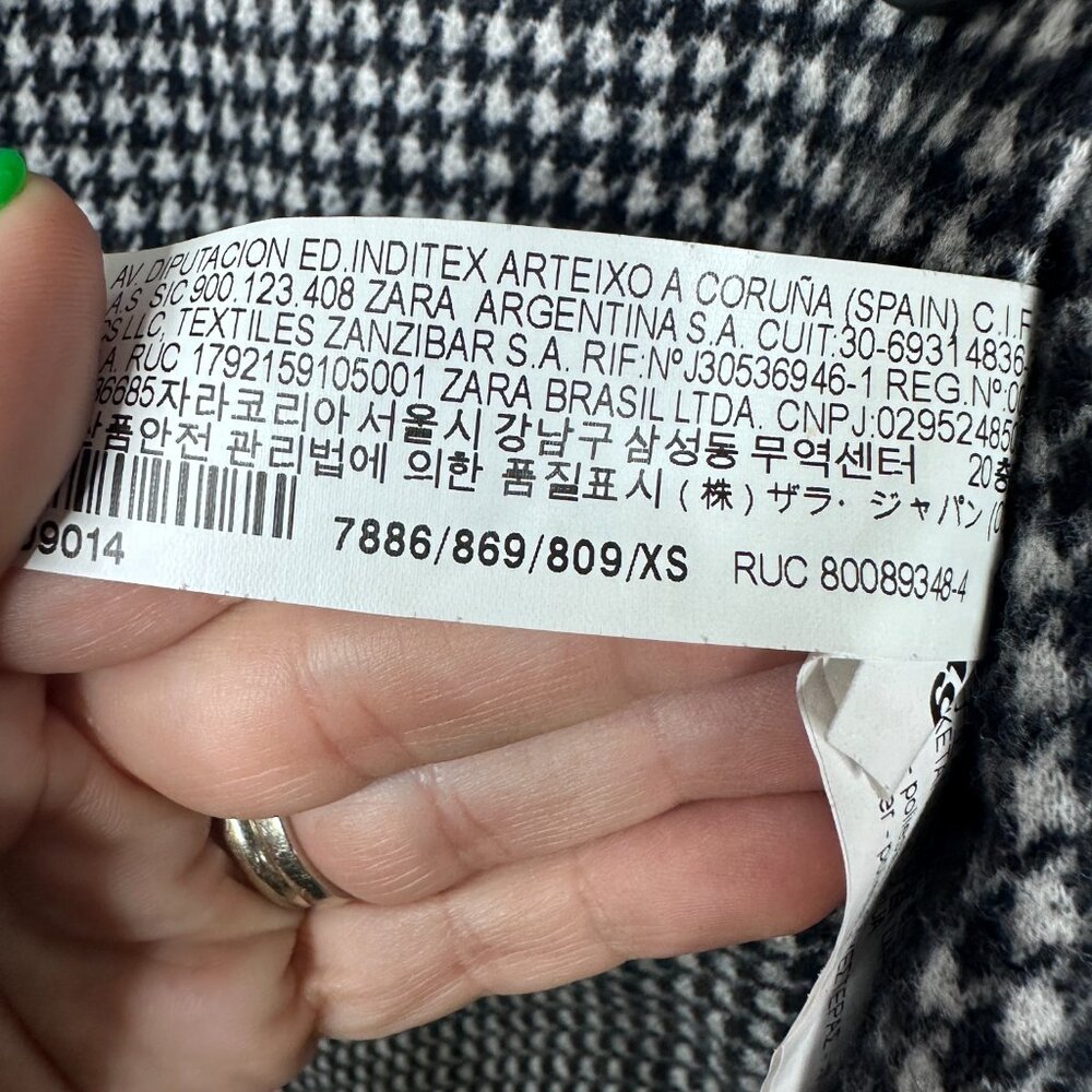 ZARA Basic Houndstooth Peacoat Double-Breasted La… - image 5